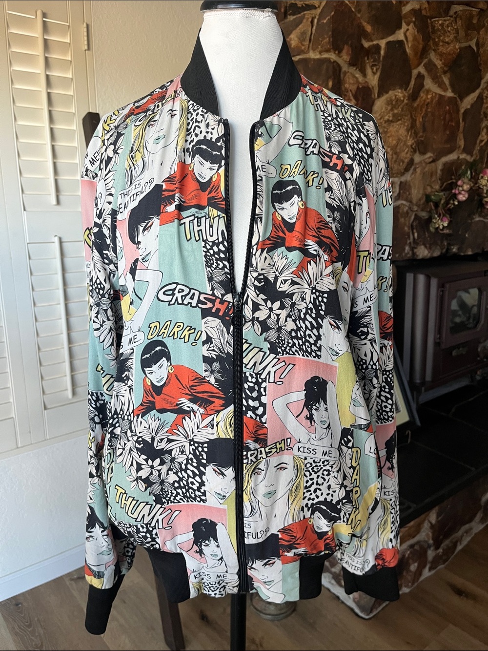 Zara Pop Art Comic Print Bomber Jacket | EU 40 / Approx. US 8